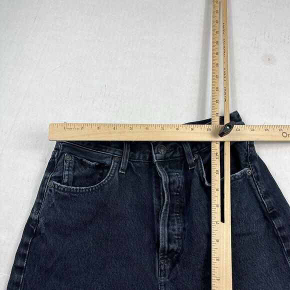 Agolde Womens Cropped Riley Jeans Blue Frayed Hem High Rise Button Up Size 25 - Picture 9 of 13